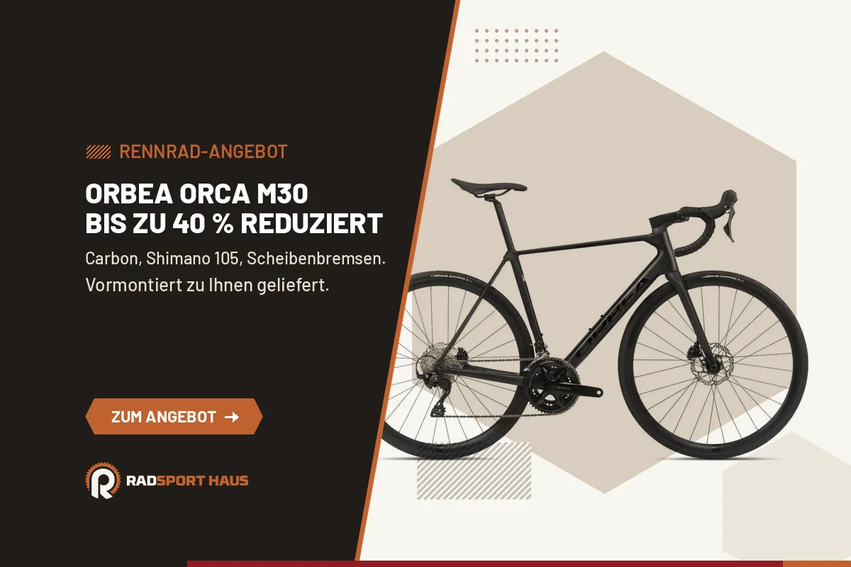 Orbea ORCA M30: Carbon-Rennrad mit Shimano 105 bis zu 40 Prozent günstiger - Orbea ORCA M30 Rennrad bis zu 40 % reduziert | Radsport Haus