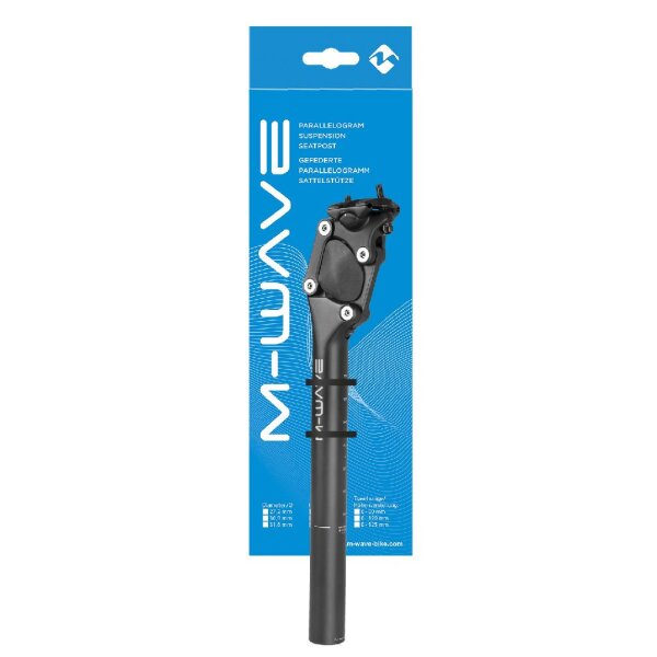 M-WAVE gefederte Parallelogram-Sattelstütze Federweg: 27mm - 31.6mm - mattschwarz