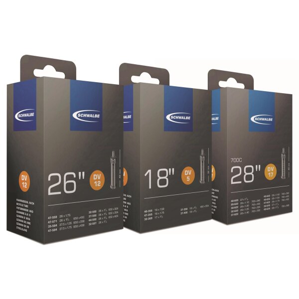 SCHWALBE Fahrradschlauch DV Ventil 28 Zoll | ETRTO: 18/28-622/630 | DV | Schwalbe Nr.: 15 | Ventillänge: 40 mm