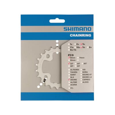 SHIMANO Kettenblatt Deore FCM510 22 Zähne | silber | Lochkreis: 64 mm