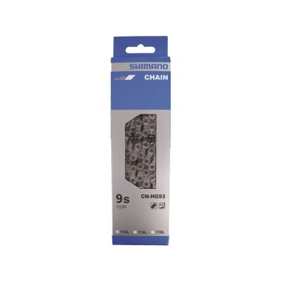 SHIMANO Fahrrad Kette SB-Verpackung CNHG93 | Kompatibilität: 9-fach | 114 Glieder | Verschluss: Kettennietstift