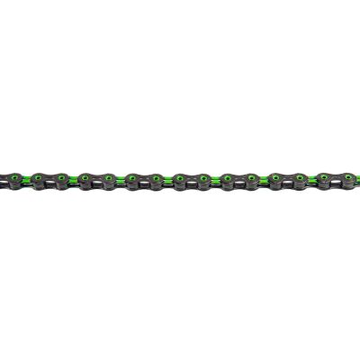 KMC Fahrrad Kette DLC11 Kompatibilität: 11-fach | SB-Verpackung | schwarz / grün | 118 Glieder