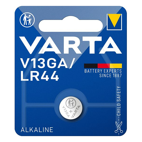 Batterie Knopfzelle LR44 Markenbatterie, Alkaline, HG-free 1,5V AG13,V13GA,A76
