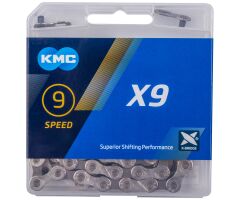 KMC X9 Kette silber / grau, SB-verpackt, 114 Glieder
