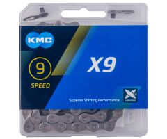 KMC X9 Kette grau, SB-verpackt, 114 Glieder