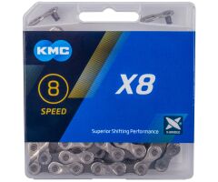 KMC X8 Kette silber / grau, SB-verpackt, 114 Glieder