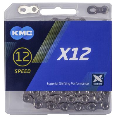 KMC X12 Kette silber / schwarz, SB-verpackt, 126 Glieder