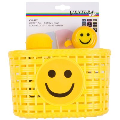 Messingschlager Korb, Glocke, Trinkflasche Zubehör-Set Smile