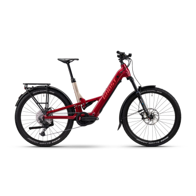 Ghost E-ASX ESSENTIAL LOW EQ 600Wh Tiefeinsteiger E-Fully 2025 | rebel red/coffee pebble - glossy