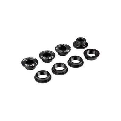 ROTOR ROAD 1X BOLT SET - 4 BOLTS/4 NUTS - BLACK Kettenblattschrauben