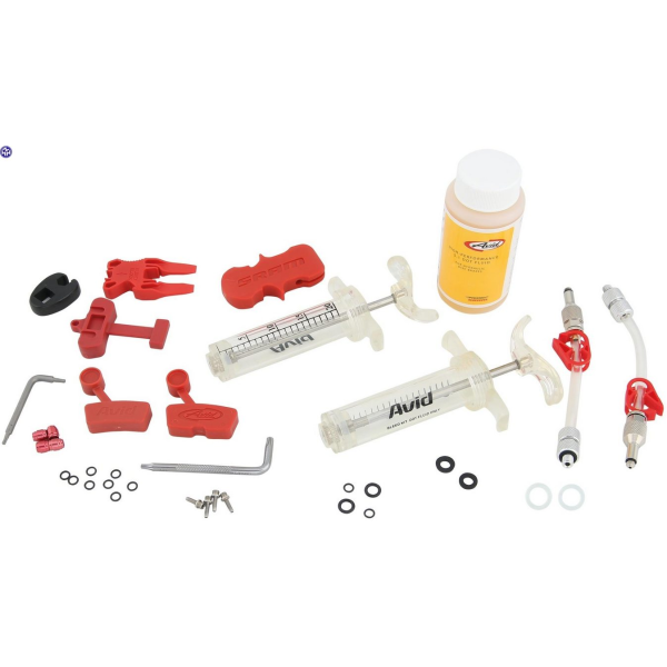 AVID Entlüftungskit "Professional" Für hydraulische Scheibenbremsen bestehend aus: 2 hochwertigen Spritzen 2 Klemmen mit Schraubanschluss 2 Leitungsnippel, 2 Klemmringe Torx Winkelschlüssel T10/T25 (0.317.789/6) je 1 Entlüftungsblock für alle Avid Modelle