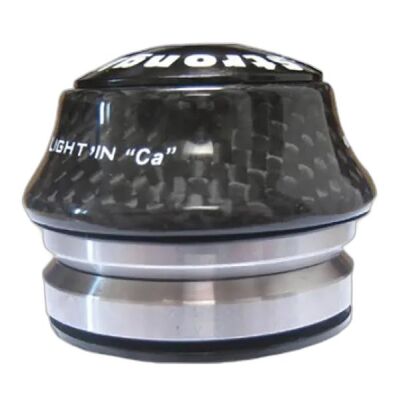 STRONGLIGHT Steuersatz "Light in Carbon" Alu 7075 CNC, Kappe Carbon, vollintegriert, SB-verpackt Ahead, für Rennrad, gedichtetes Schrägkugellager (45? x 45?), Gewicht ca. 90 g, Aufbauhöhe 16,9 mm